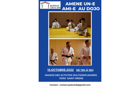 Amène un-e ami-e- ou un membre de ta famille essayer le judo le samedi 15 octobre